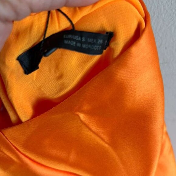 ZARA Women Backless Satin Slip Dress Hot Orange Size Small - Picture 10 of 11